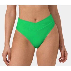 Halara Crossover Bikini Swim Bottom High Waist Green Sz XS